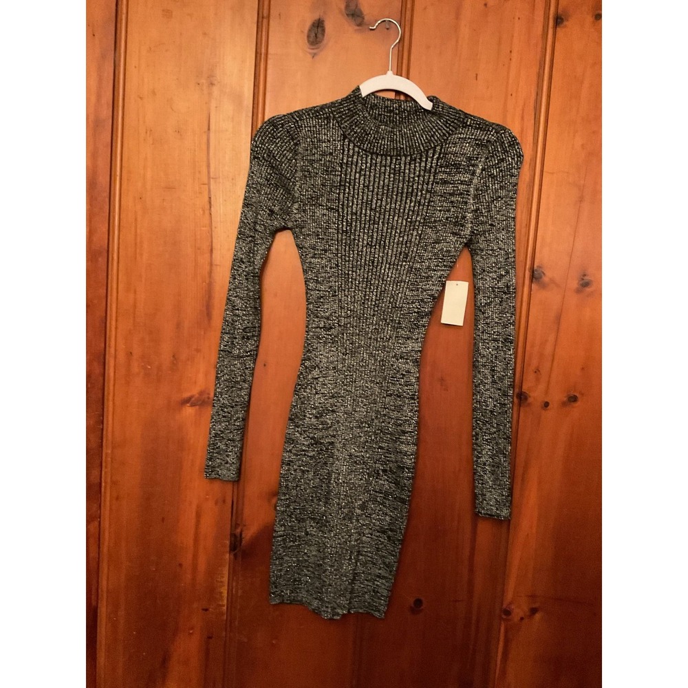 Derik heart ribbed shimmer sweater dress.